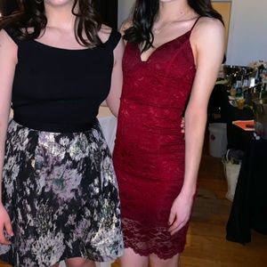 Burgundy Bodycon Lace Dress